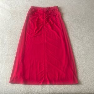 House Of Harlow Hot Pink Ruched Mesh Maxi Skirt